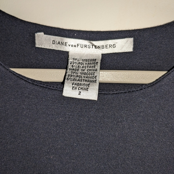 3. DIANE VON FURSTENBERG LEIGH SLEEVELESS NAVY DOUBLE ZIPPER SHEATH DRESS - Picture 8 of 8